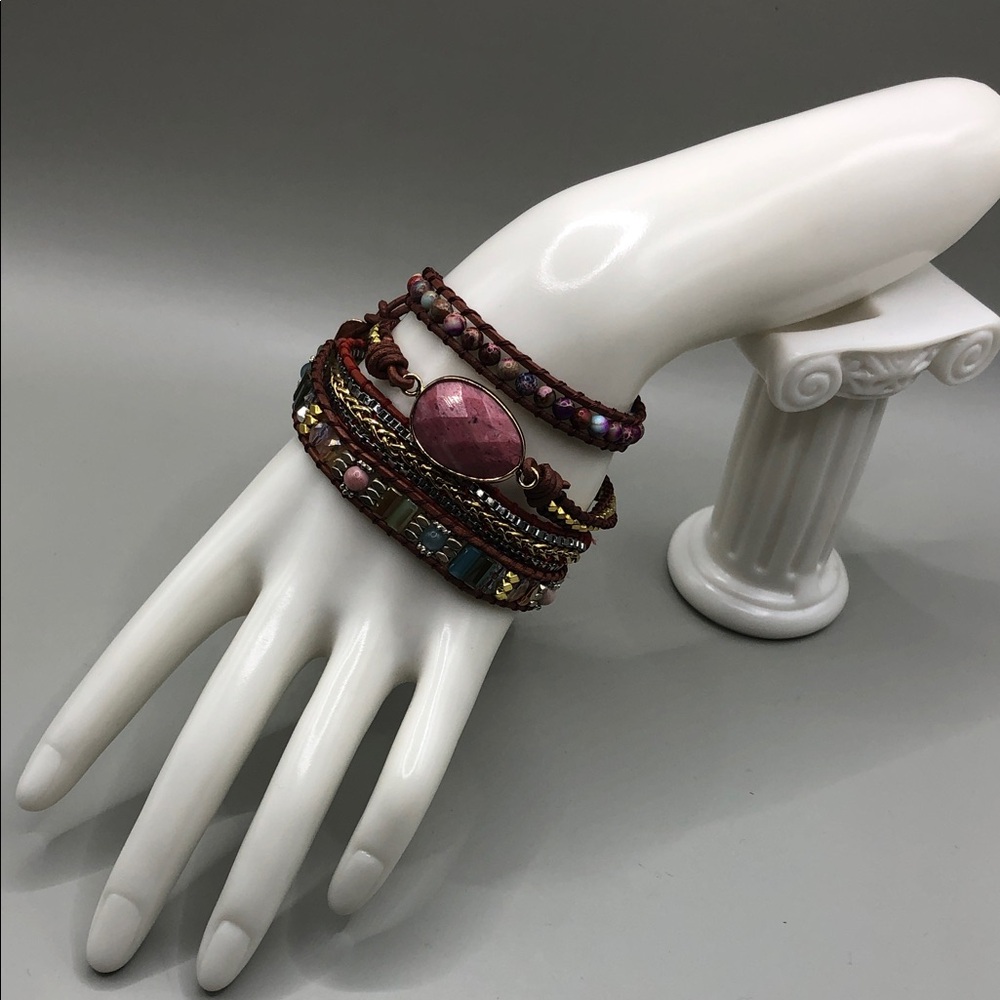 Cape Diablo Stone Long Wrap Bracelet Stella and Dot Bundle Boho Free Spirit.